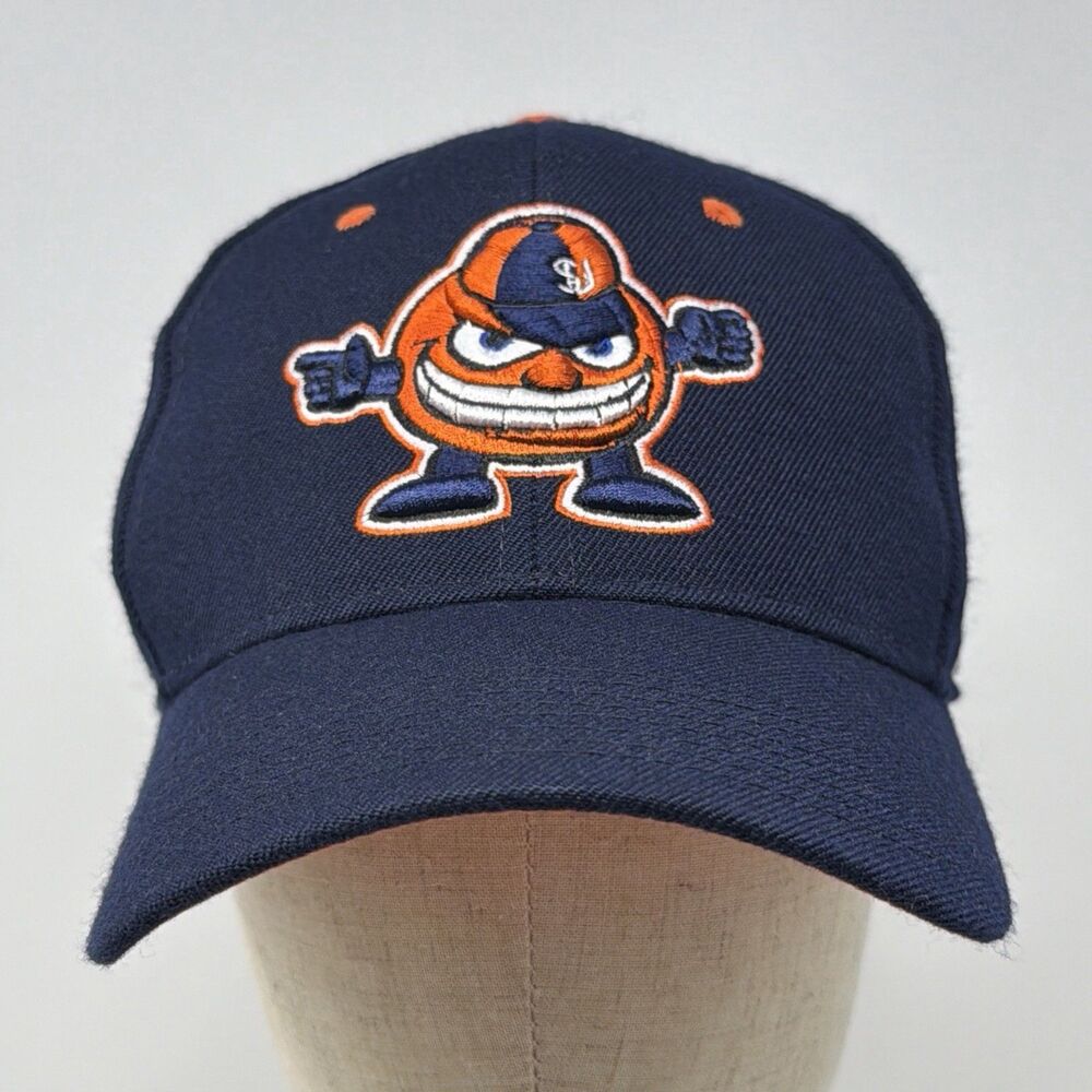 Vintage Syracuse Orange Hat Zephyr The Z Hat Fitted Cap 7 1/4 Made In Korea